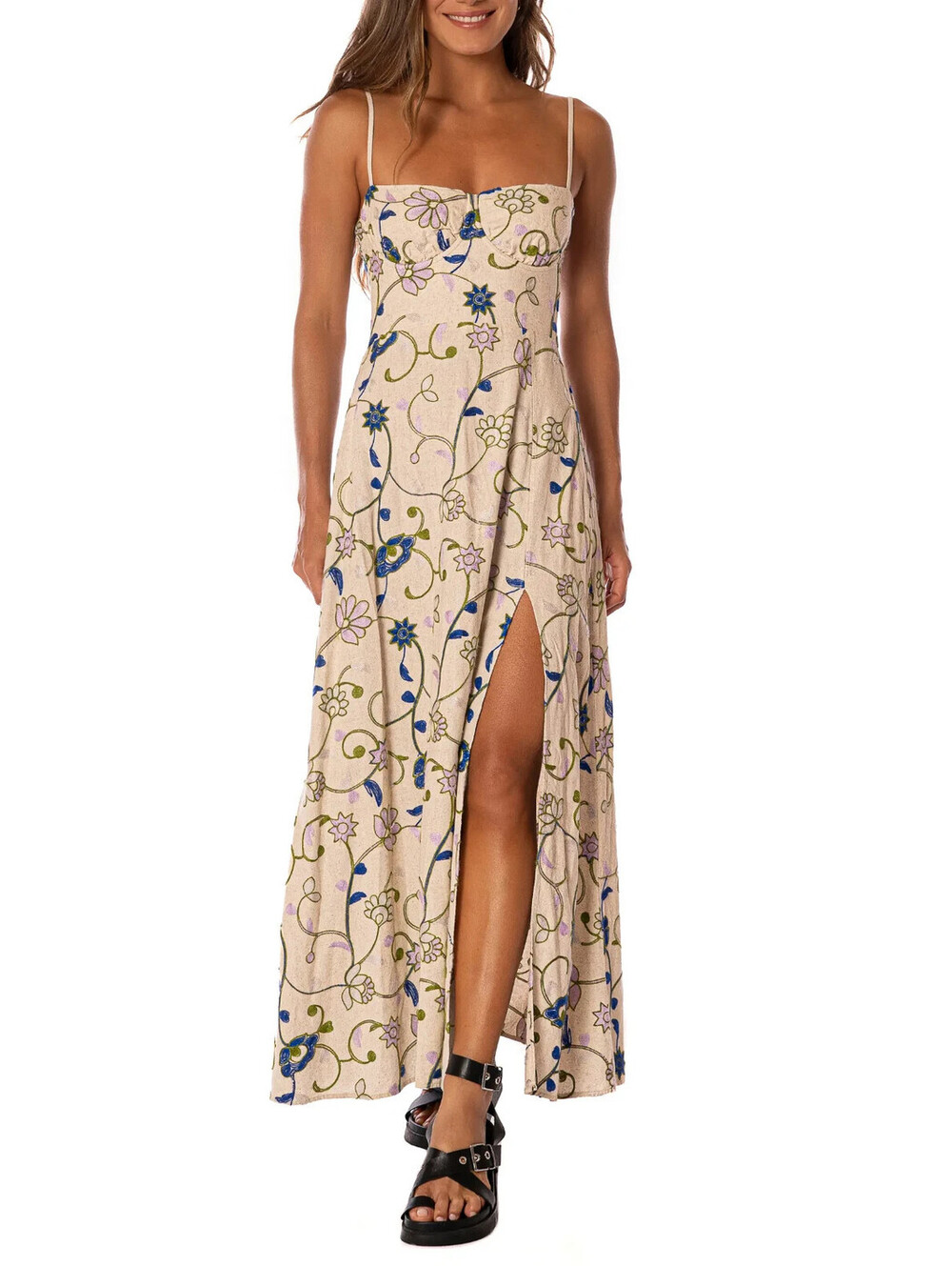 NEW, Maaji Meadow Romina Embroidered Underwire Lace-Up Sundress Sz S #MD2447
